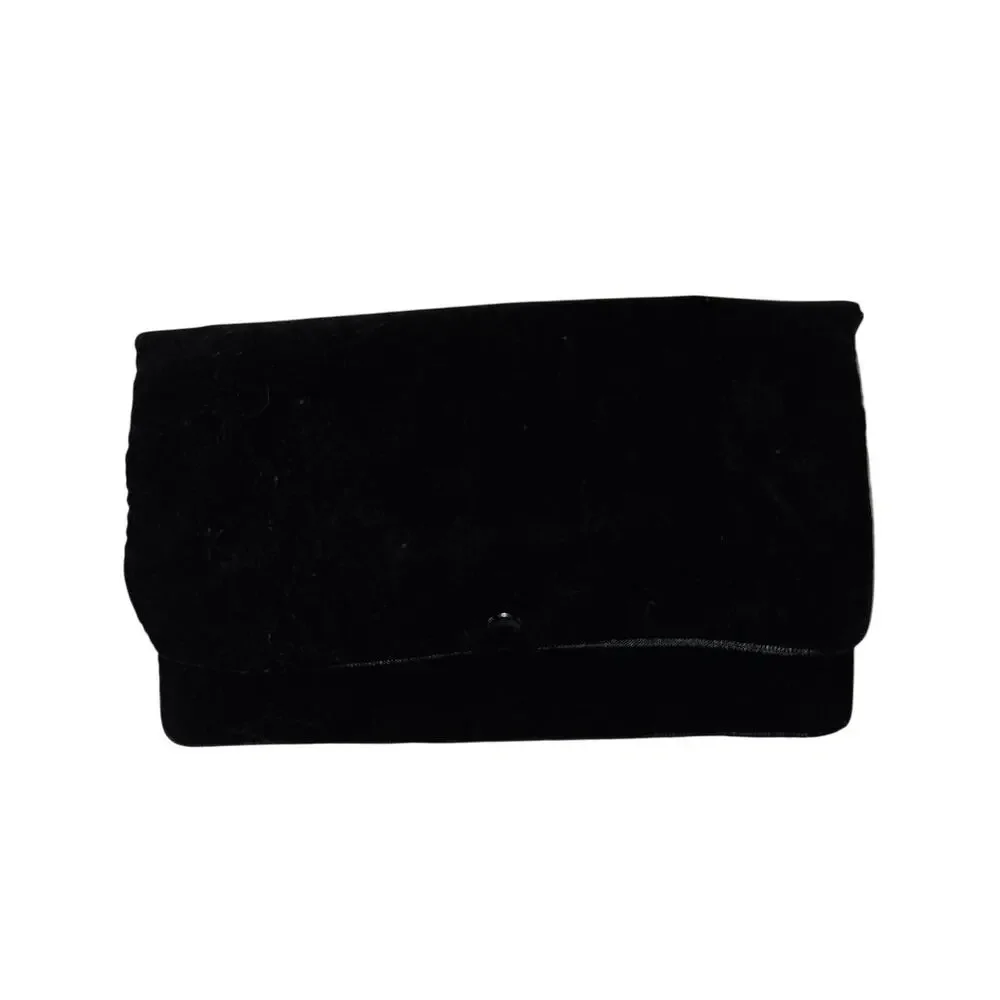 Black Foldover Cosmetic Makeup Travel Pouch Clutch Zipper Organizer